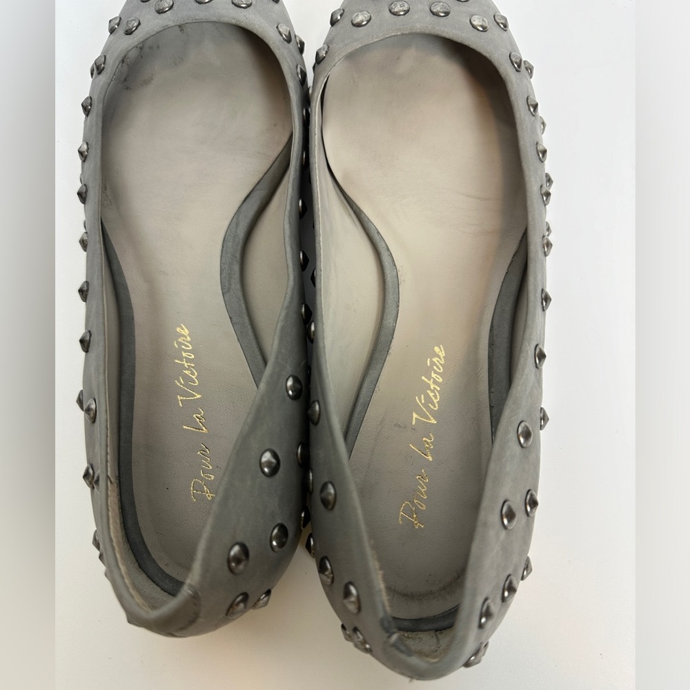 Pour La Victoire Studded Leather Gray Ballet Flats size‎ 7 - Picture 5 of 10
